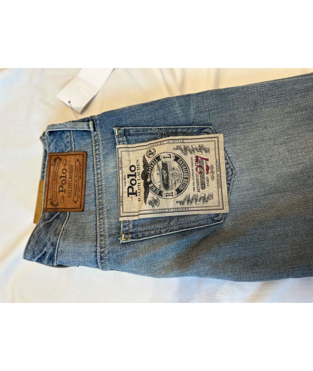 POLO RALPH LAUREN Синие хлопковые прямые джинсы, фото 5