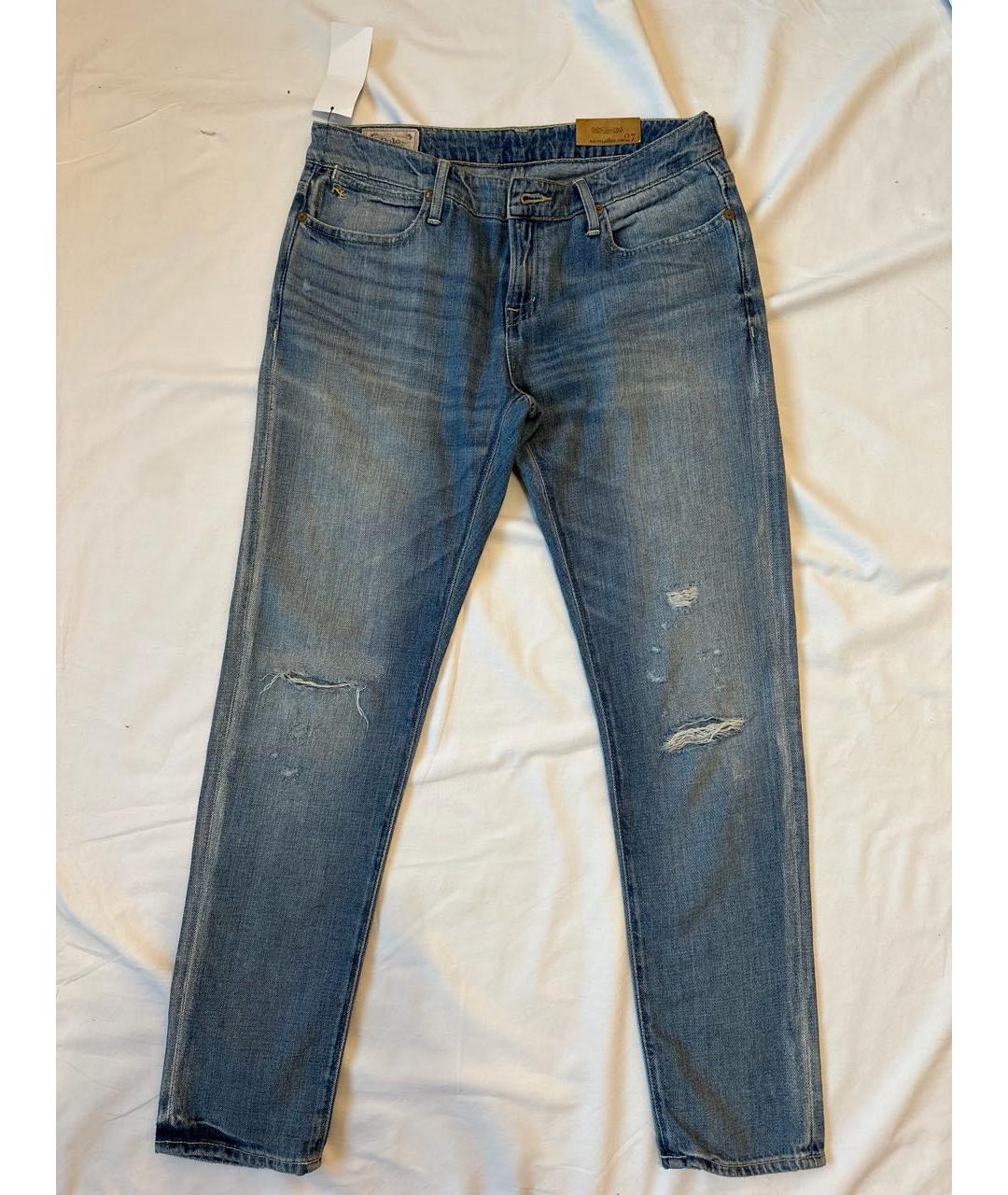 POLO RALPH LAUREN Синие хлопковые прямые джинсы, фото 6