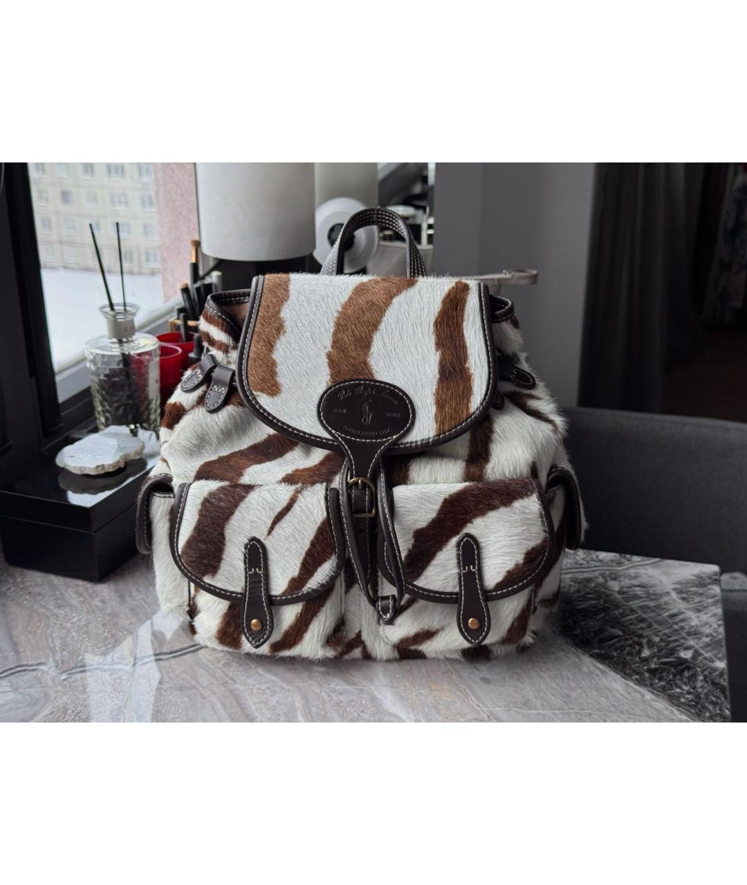 POLO RALPH LAUREN Коричневый меховой рюкзак, фото 6