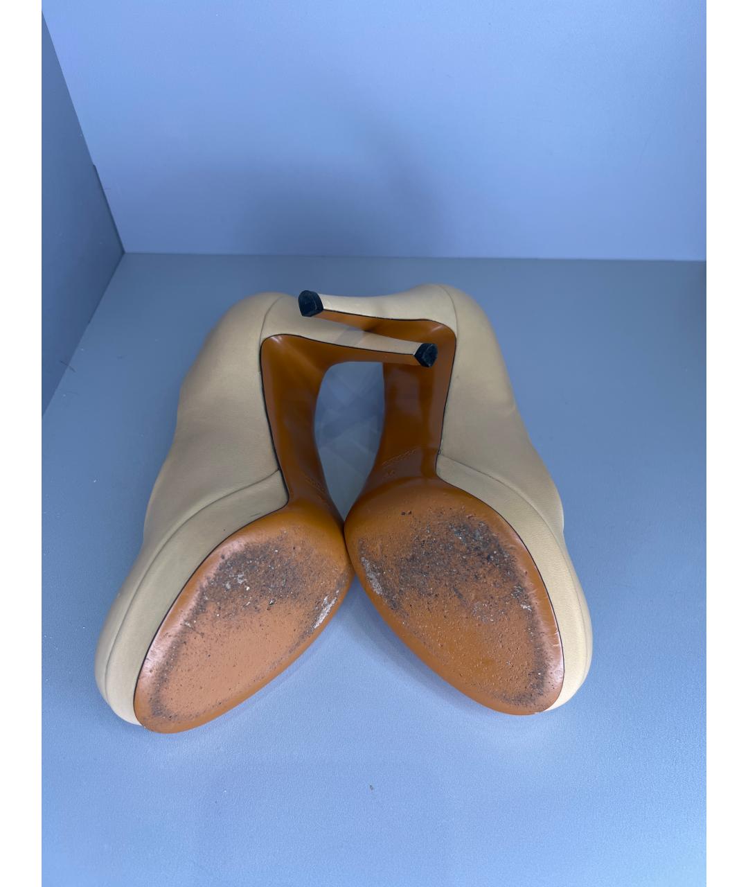 GUCCI Бежевые кожаные туфли, фото 5