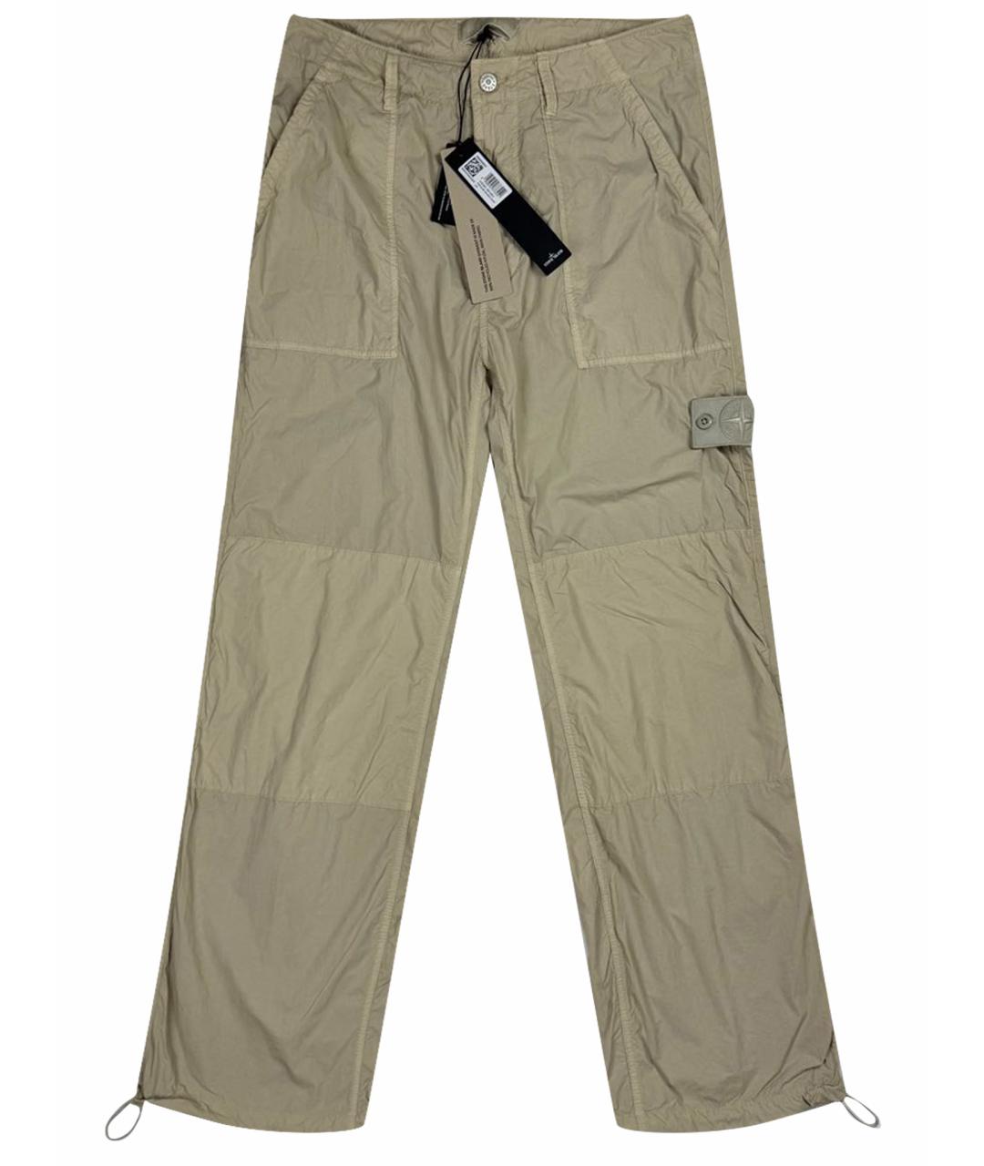 STONE ISLAND Бежевые хлопковые повседневные брюки, фото 1