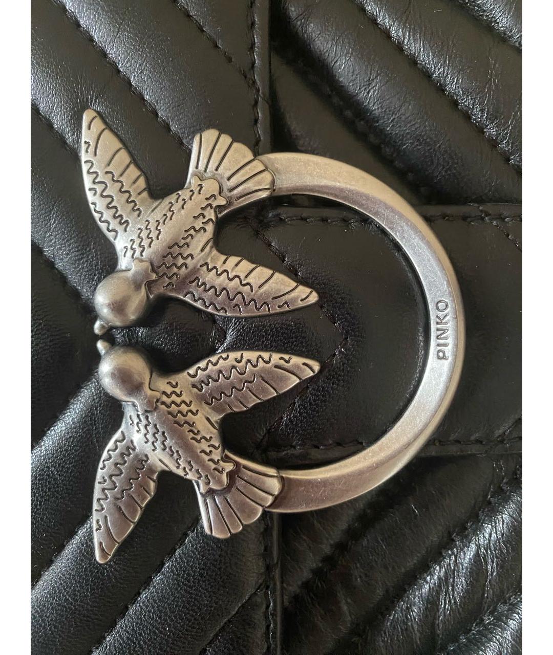 PINKO Черная кожаная сумка через плечо, фото 3