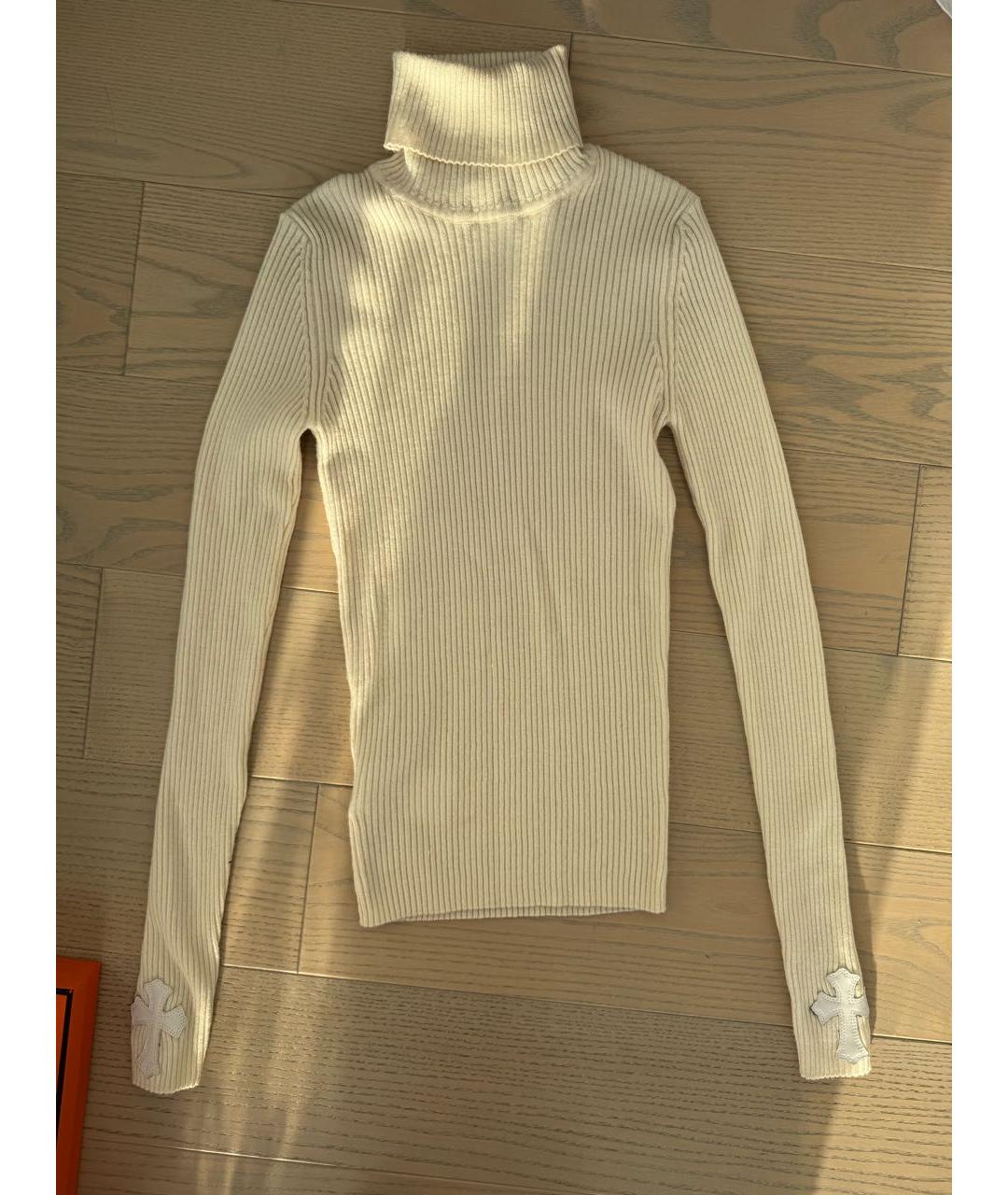 CHROME HEARTS Бежевая кашемировая водолазка, фото 7