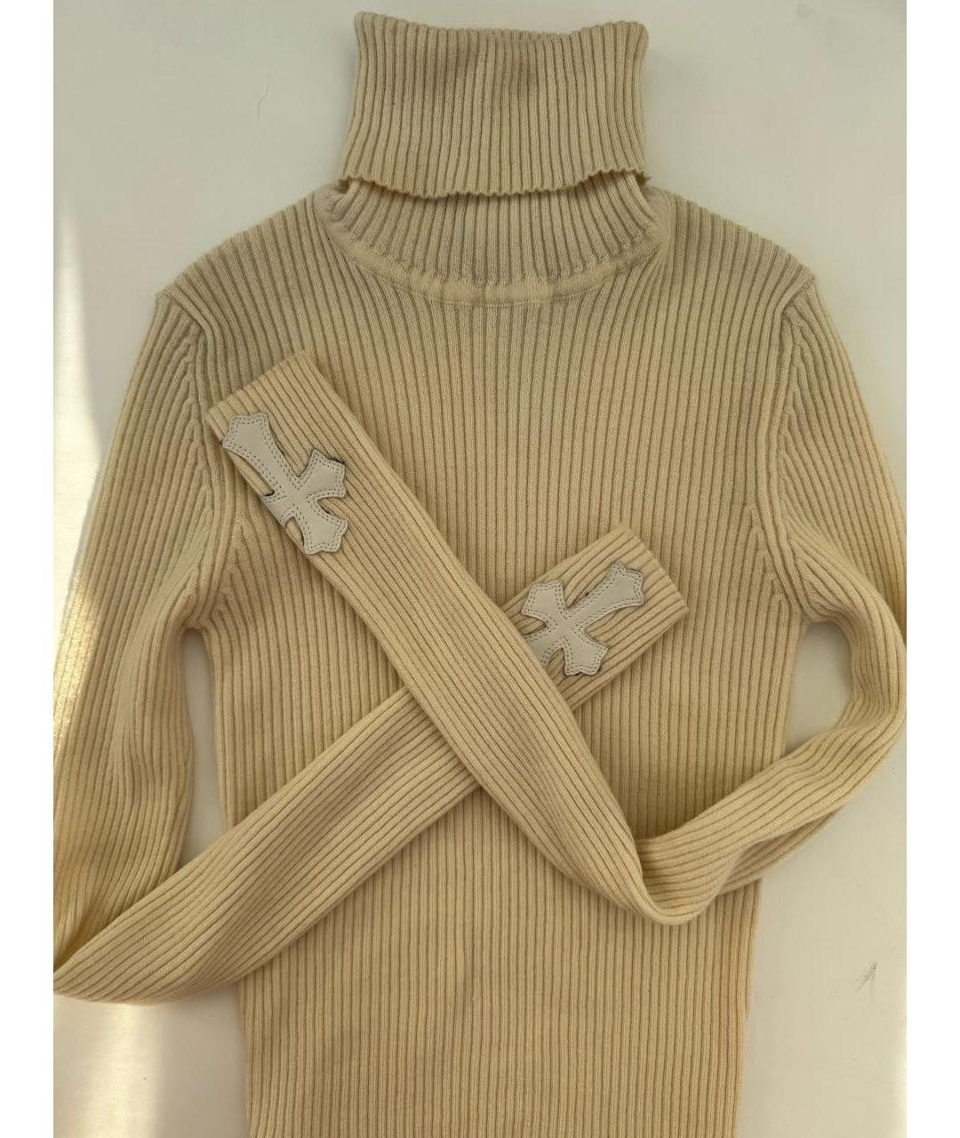 CHROME HEARTS Бежевая кашемировая водолазка, фото 3