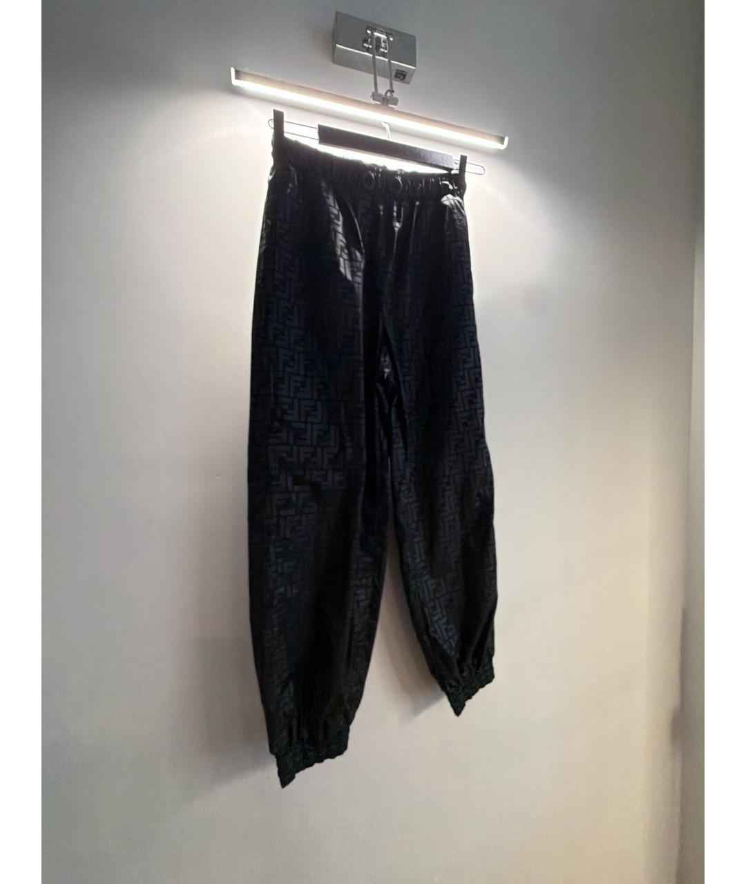 FENDI Черные полиэстеровые брюки широкие, фото 5