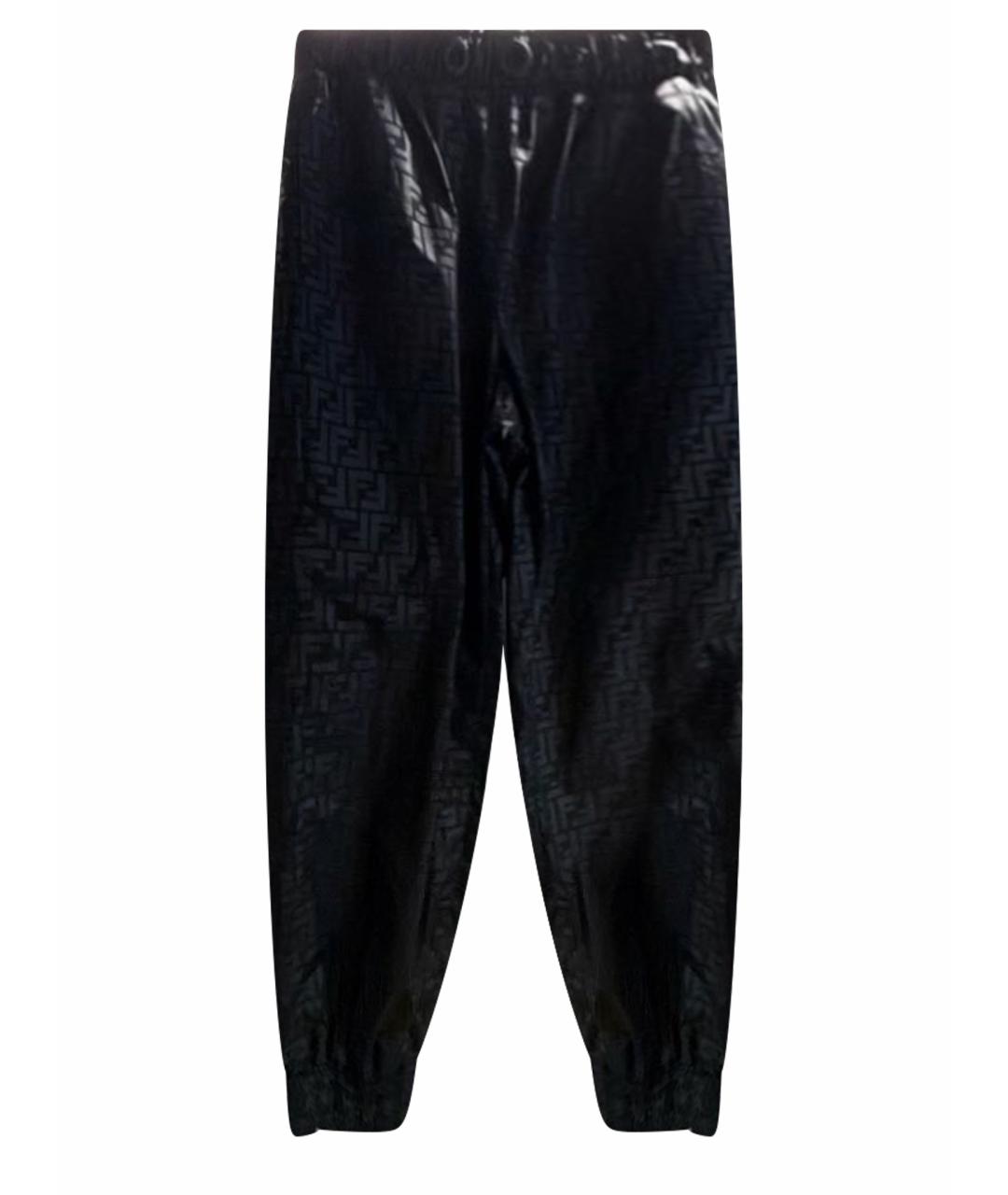 FENDI Черные полиэстеровые брюки широкие, фото 1