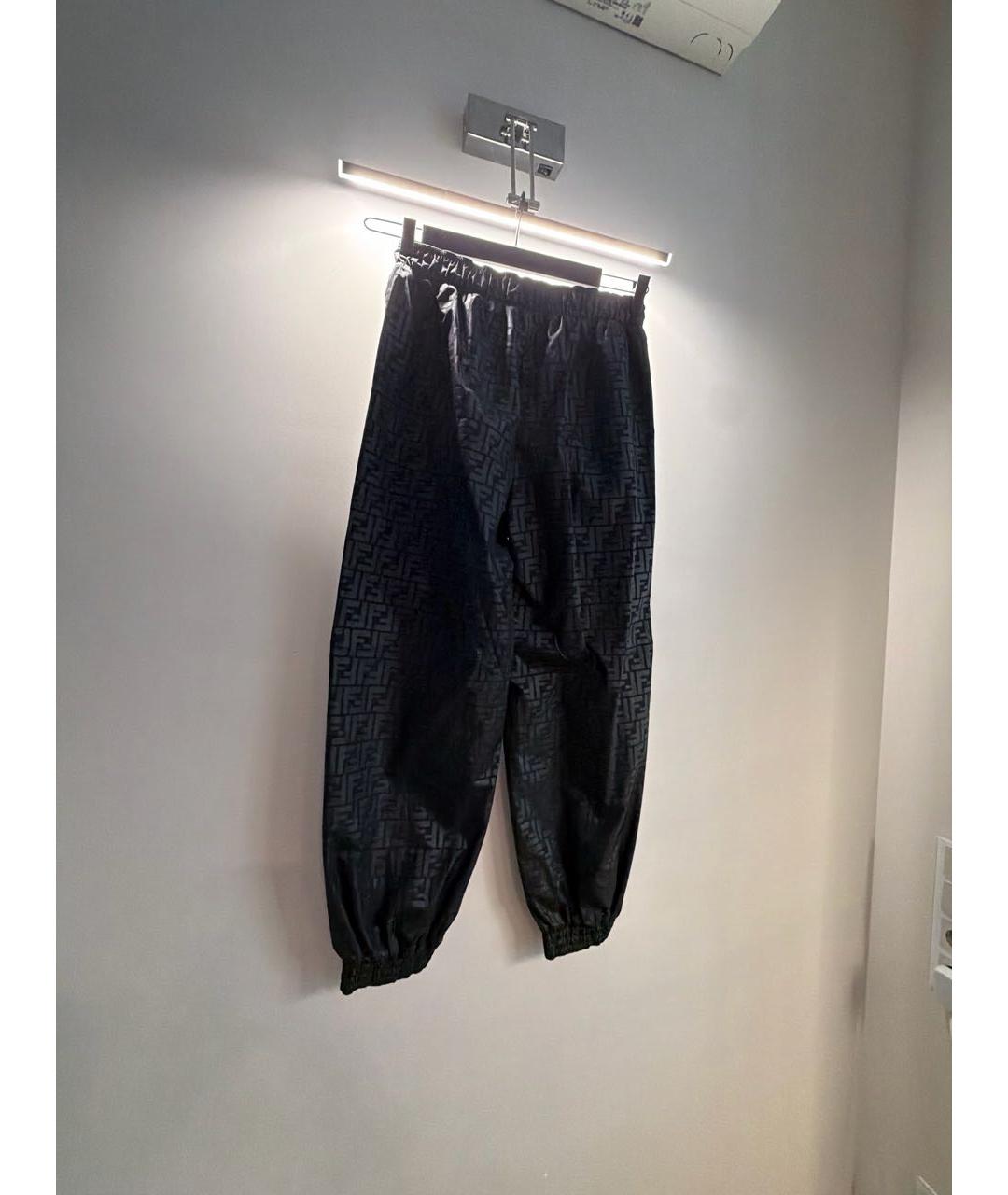 FENDI Черные полиэстеровые брюки широкие, фото 2