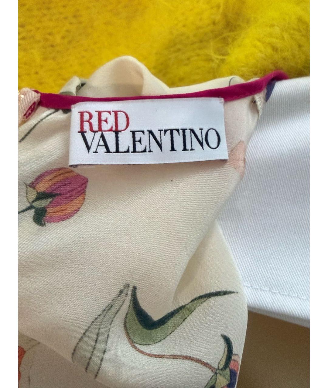 RED VALENTINO Белое шелковое повседневное платье, фото 5