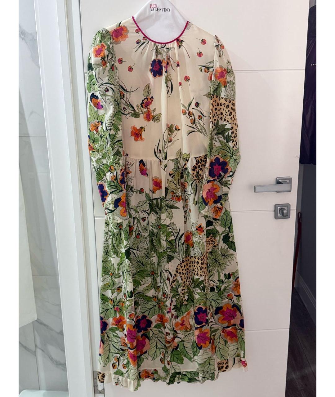 RED VALENTINO Белое шелковое повседневное платье, фото 9