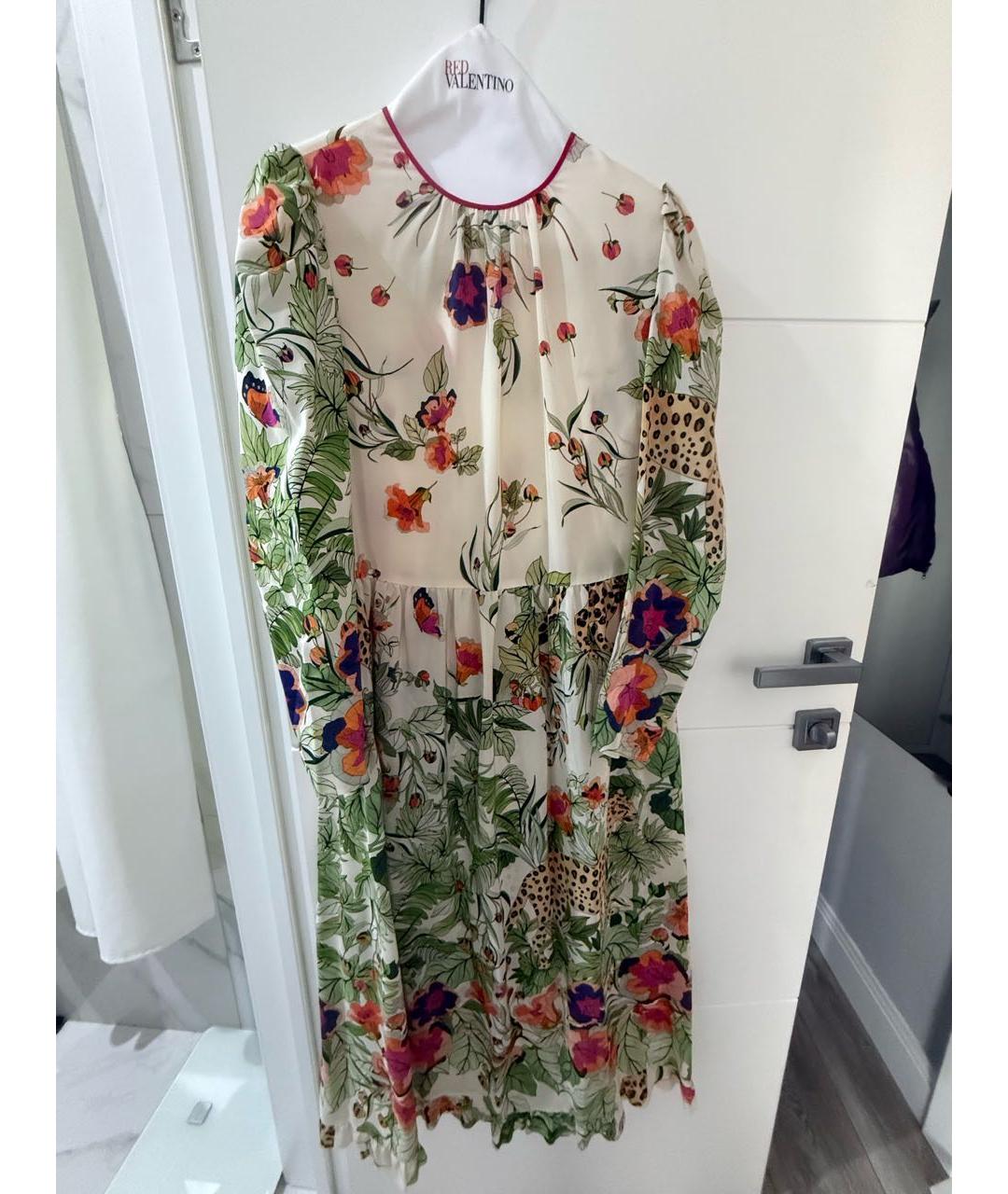 RED VALENTINO Белое шелковое повседневное платье, фото 2