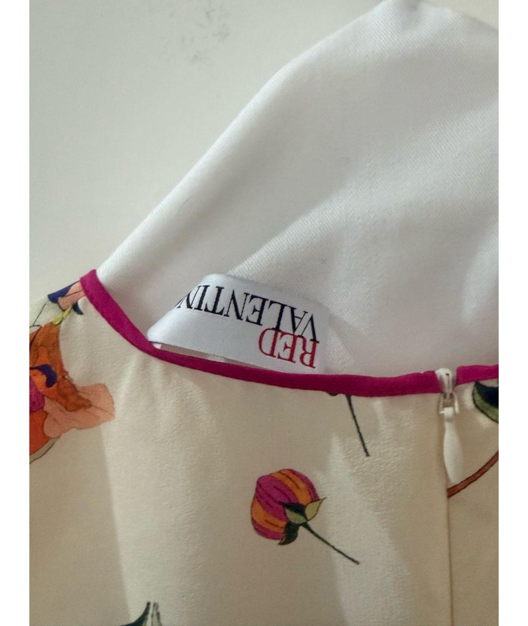RED VALENTINO Белое шелковое повседневное платье, фото 6