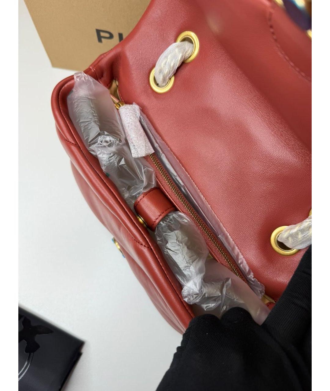 PINKO Красная кожаная сумка через плечо, фото 4