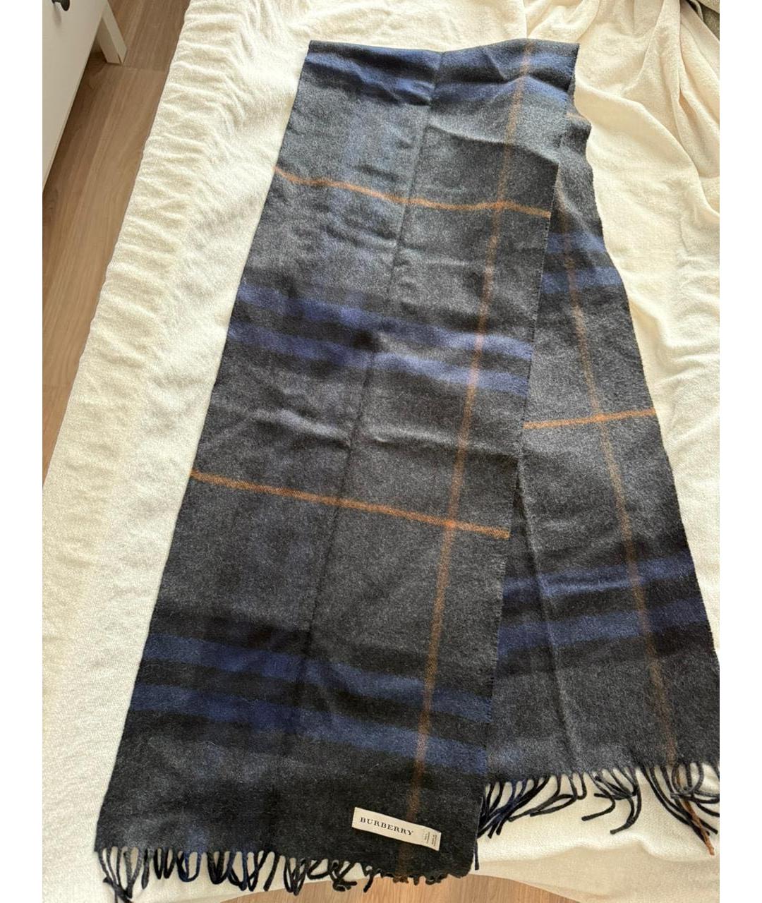 BURBERRY Темно-синий кашемировый шарф, фото 2