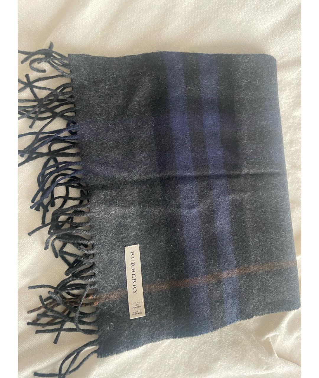 BURBERRY Темно-синий кашемировый шарф, фото 6