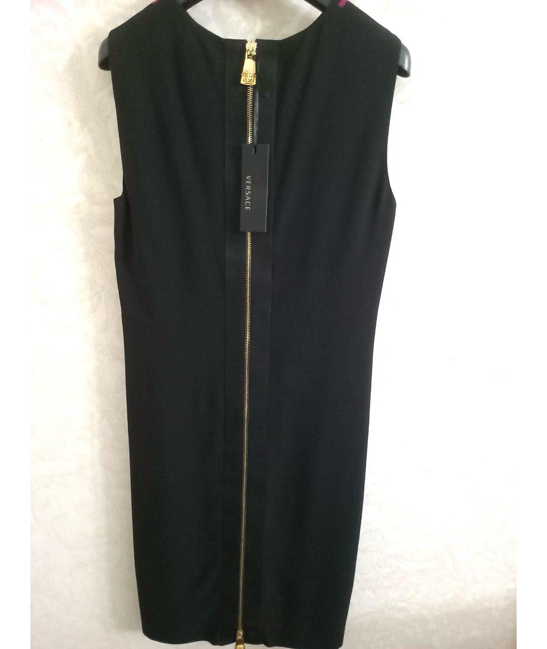 VERSACE Черное креповое повседневное платье, фото 2