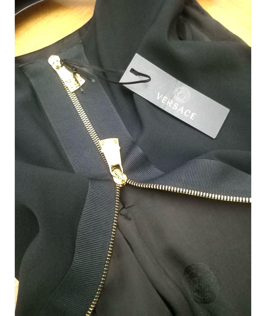 VERSACE Черное креповое повседневное платье, фото 6