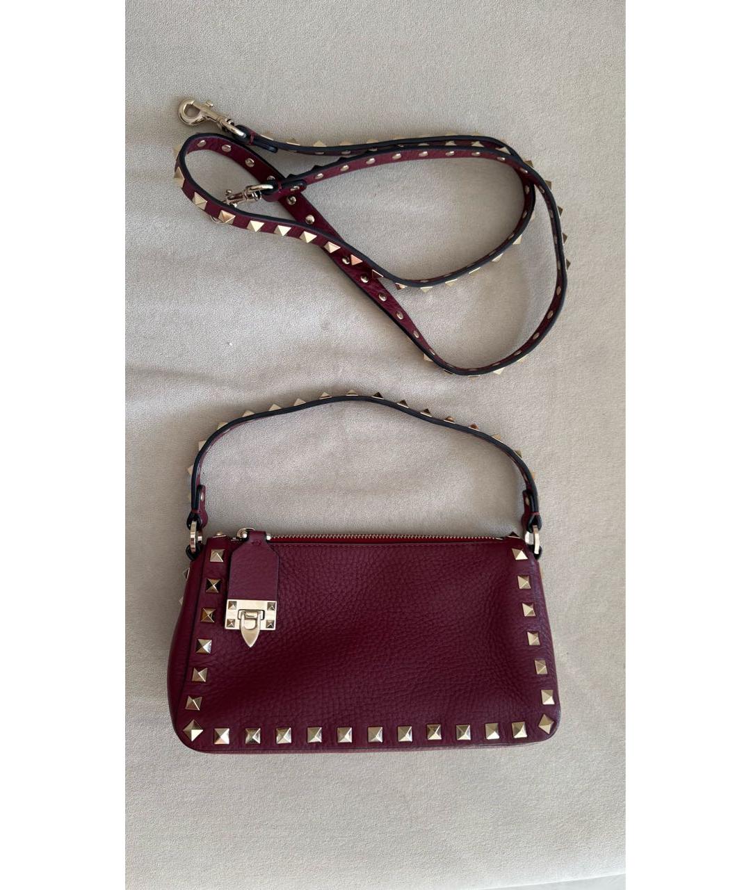 VALENTINO Бордовая кожаная сумка через плечо, фото 6