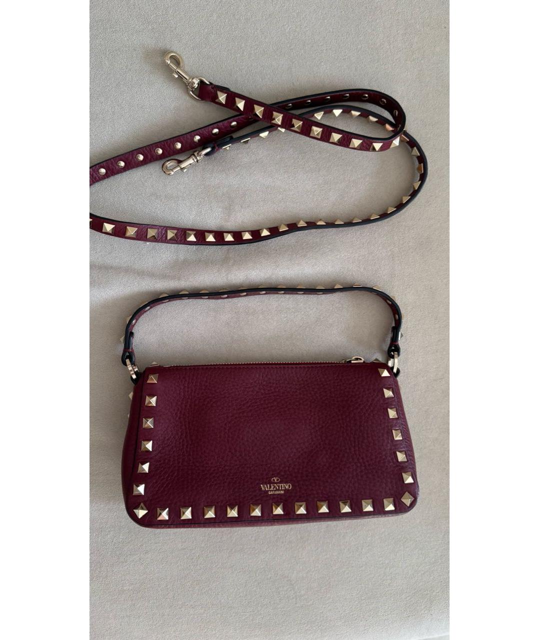 VALENTINO Бордовая кожаная сумка через плечо, фото 2