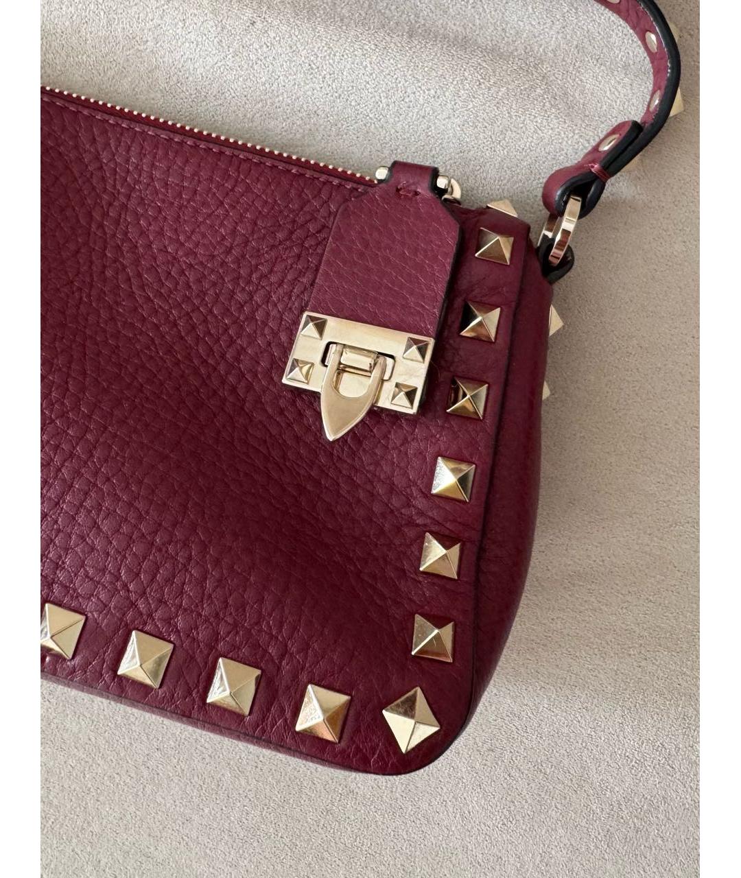VALENTINO Бордовая кожаная сумка через плечо, фото 4
