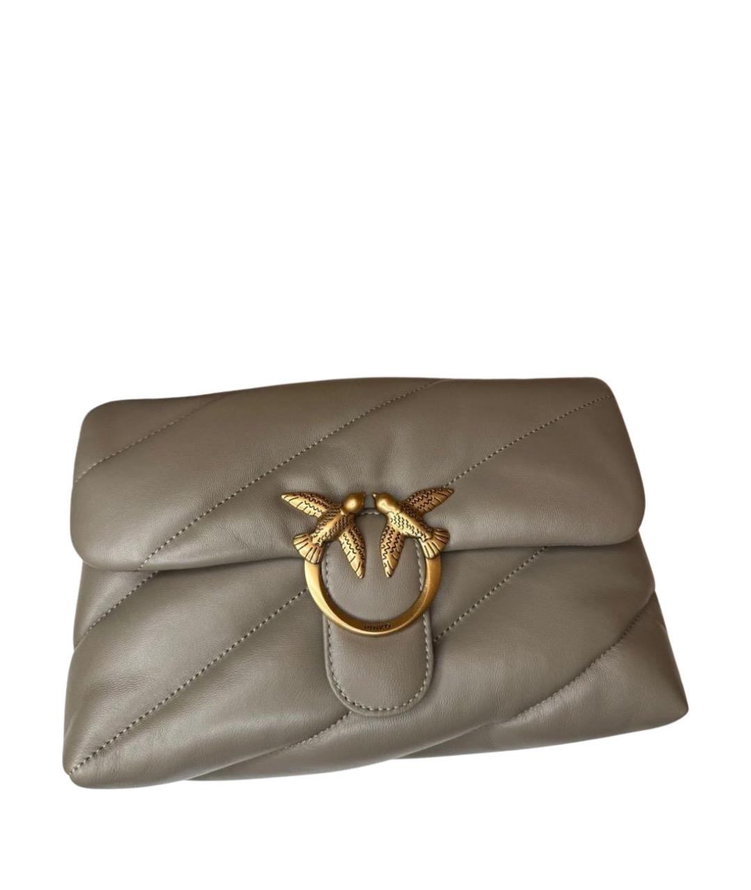 PINKO Антрацитовая кожаная сумка через плечо, фото 1