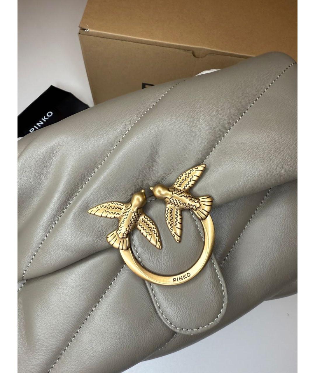 PINKO Антрацитовая кожаная сумка через плечо, фото 5