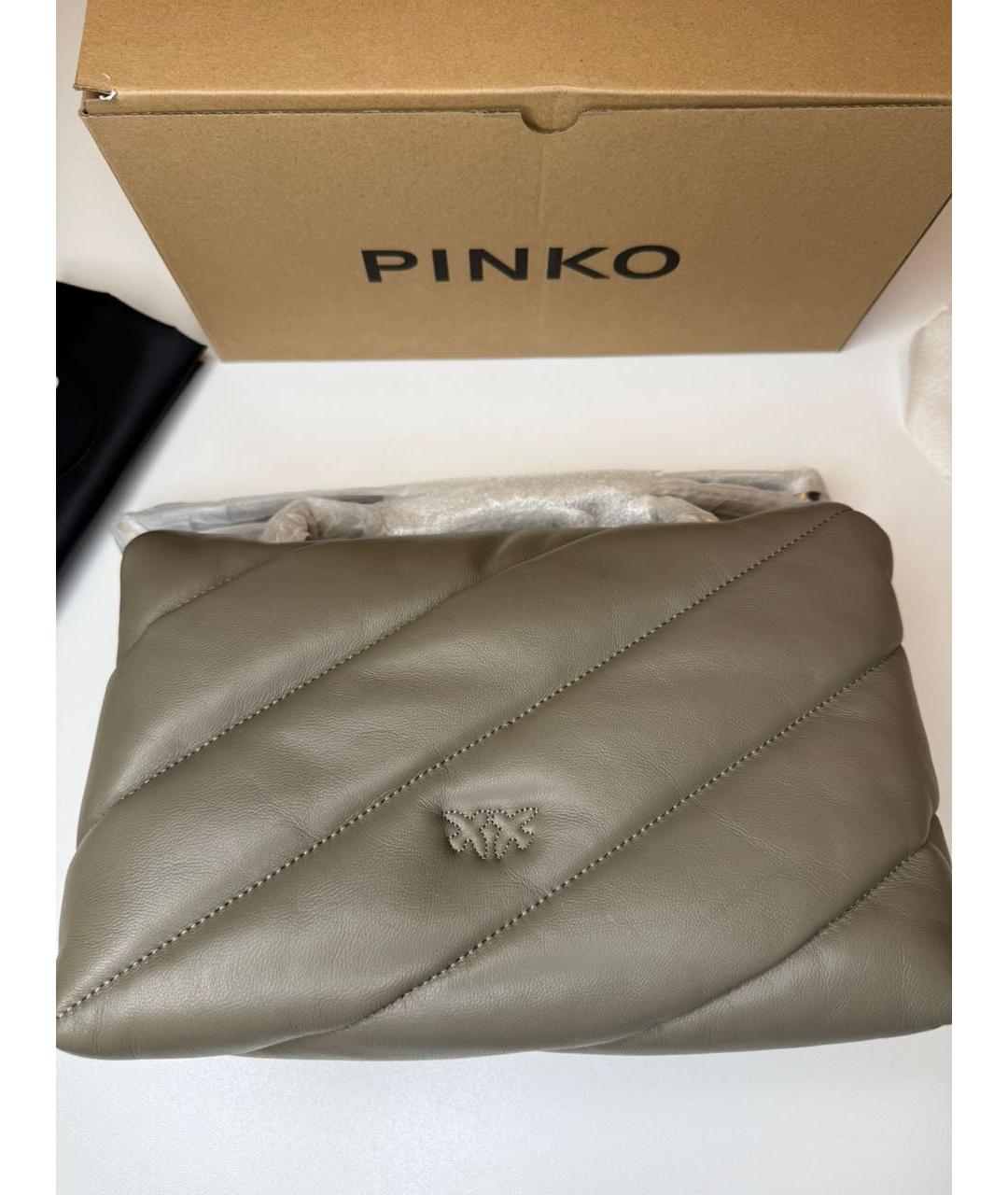 PINKO Антрацитовая кожаная сумка через плечо, фото 2