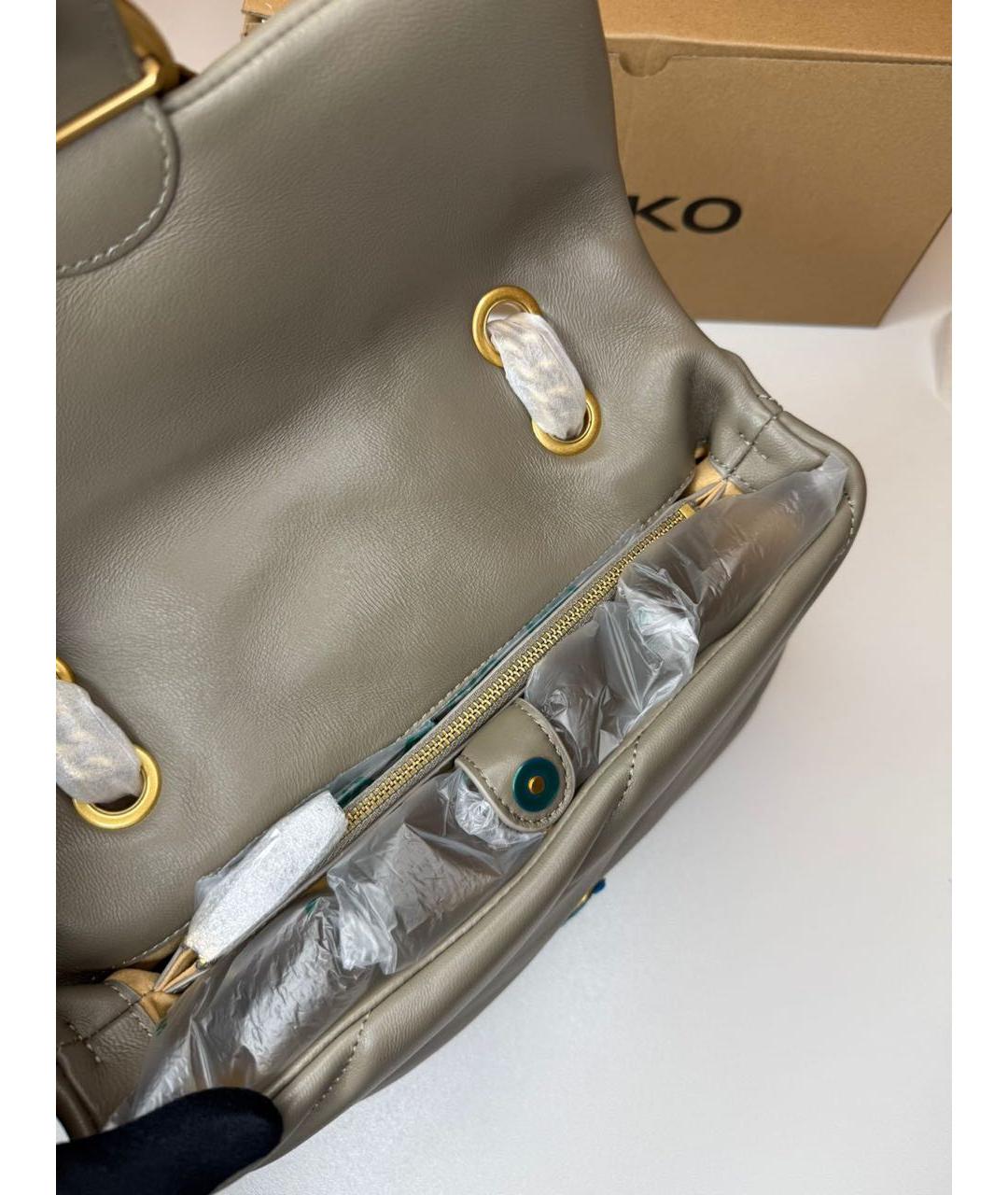 PINKO Антрацитовая кожаная сумка через плечо, фото 3