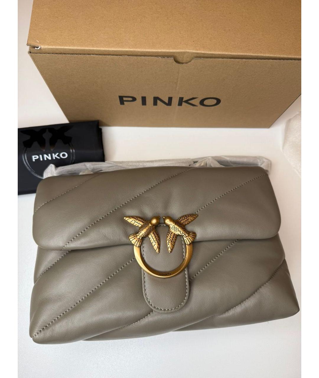 PINKO Антрацитовая кожаная сумка через плечо, фото 6