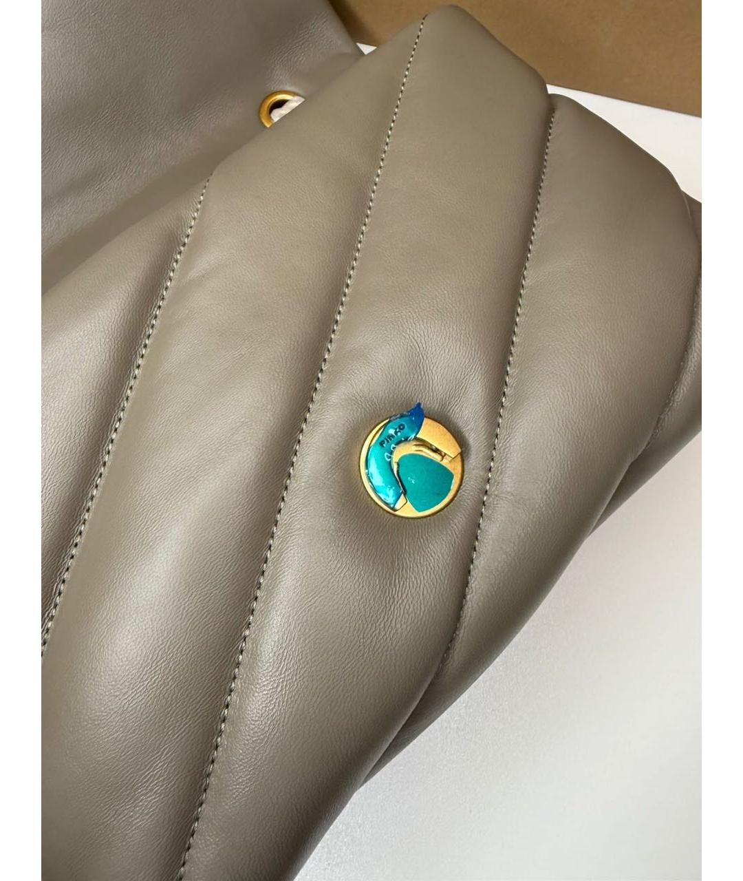 PINKO Антрацитовая кожаная сумка через плечо, фото 4