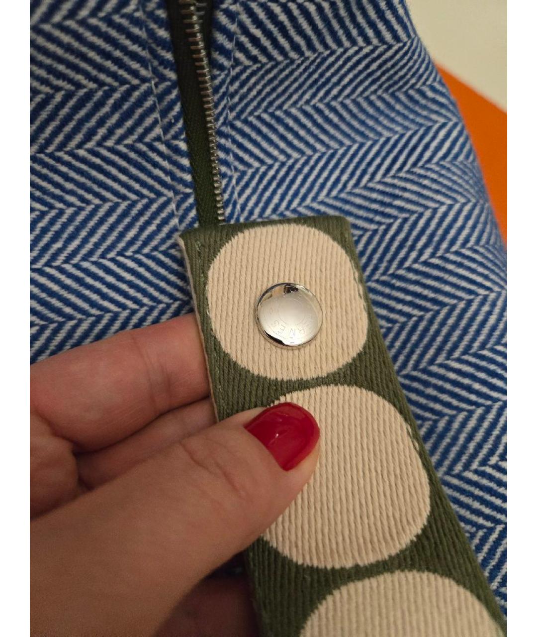 HERMES Синяя шерстяная косметичка, фото 6