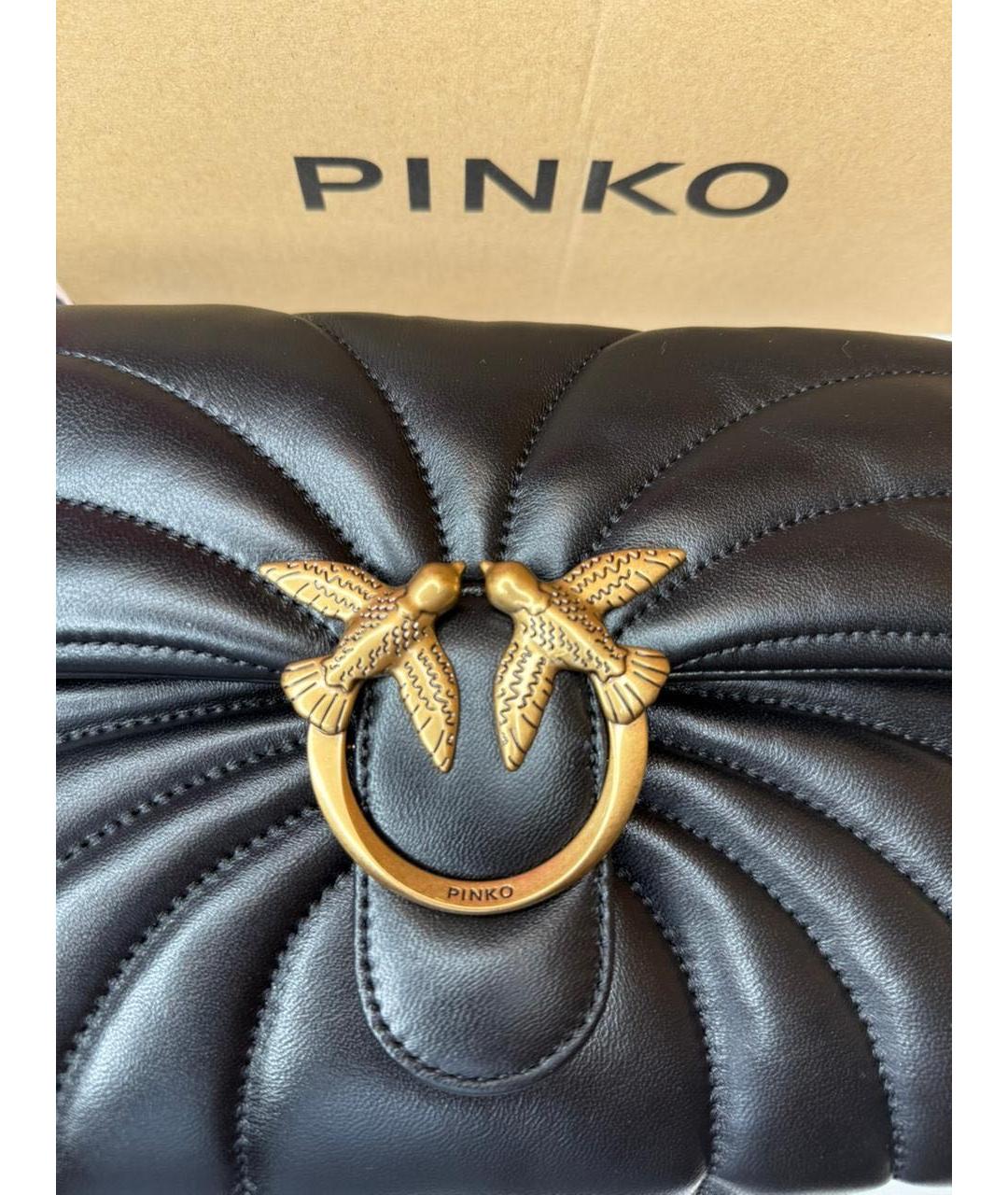 PINKO Черная кожаная сумка через плечо, фото 7