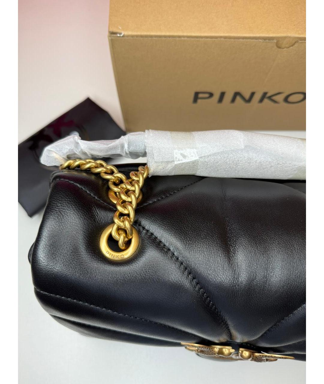 PINKO Черная кожаная сумка через плечо, фото 3