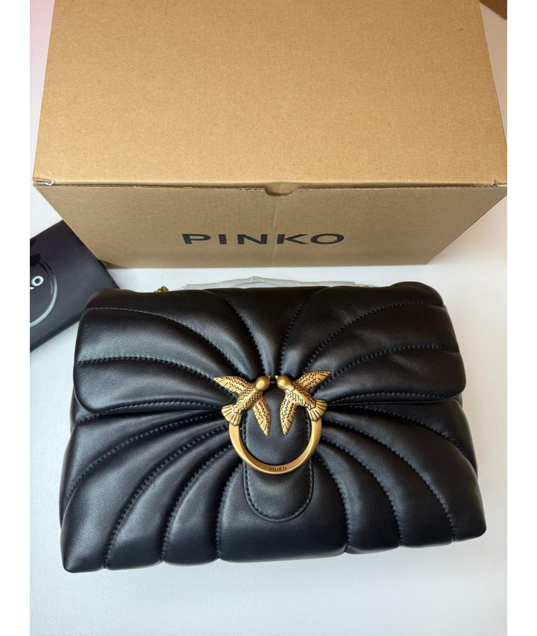 PINKO Черная кожаная сумка через плечо, фото 8