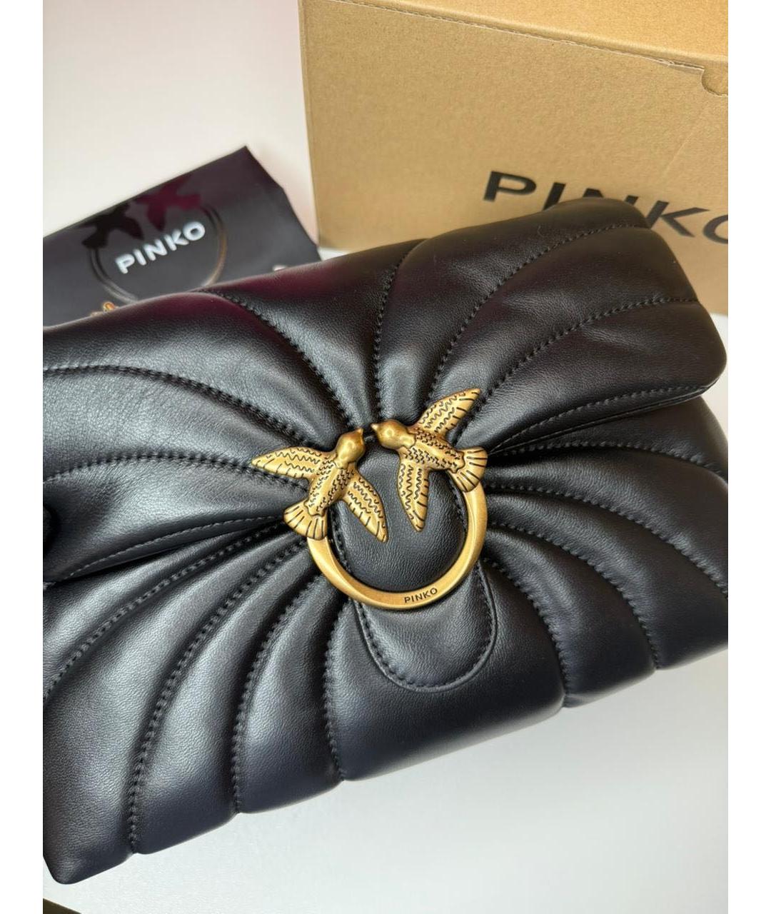 PINKO Черная кожаная сумка через плечо, фото 4