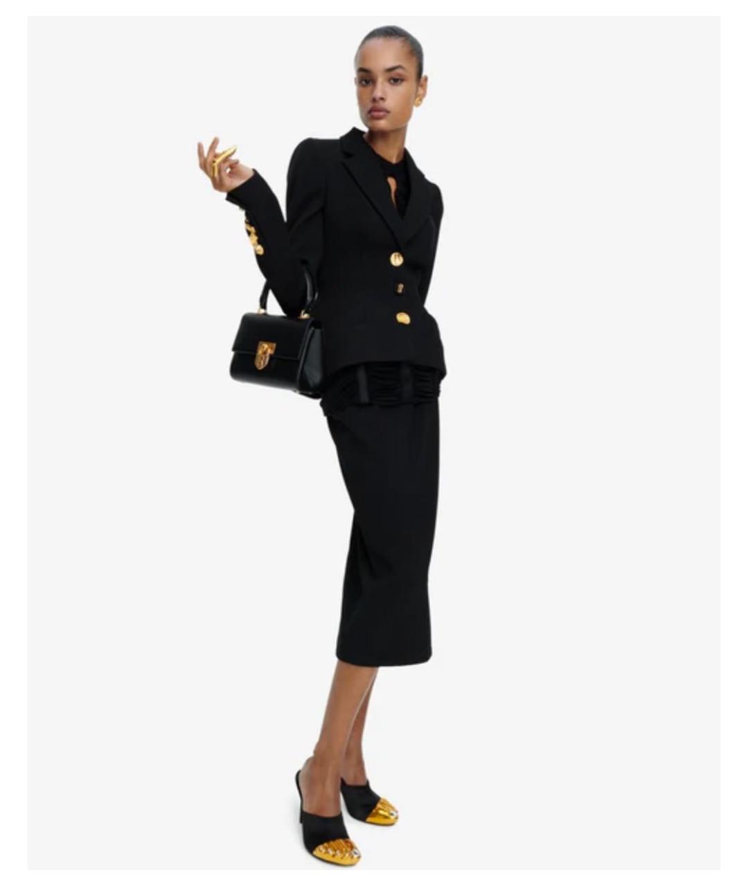 SCHIAPARELLI Черная шерстяная юбка миди, фото 3