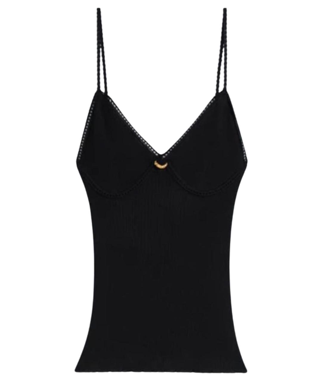 SCHIAPARELLI Черная шелковая майка, фото 1