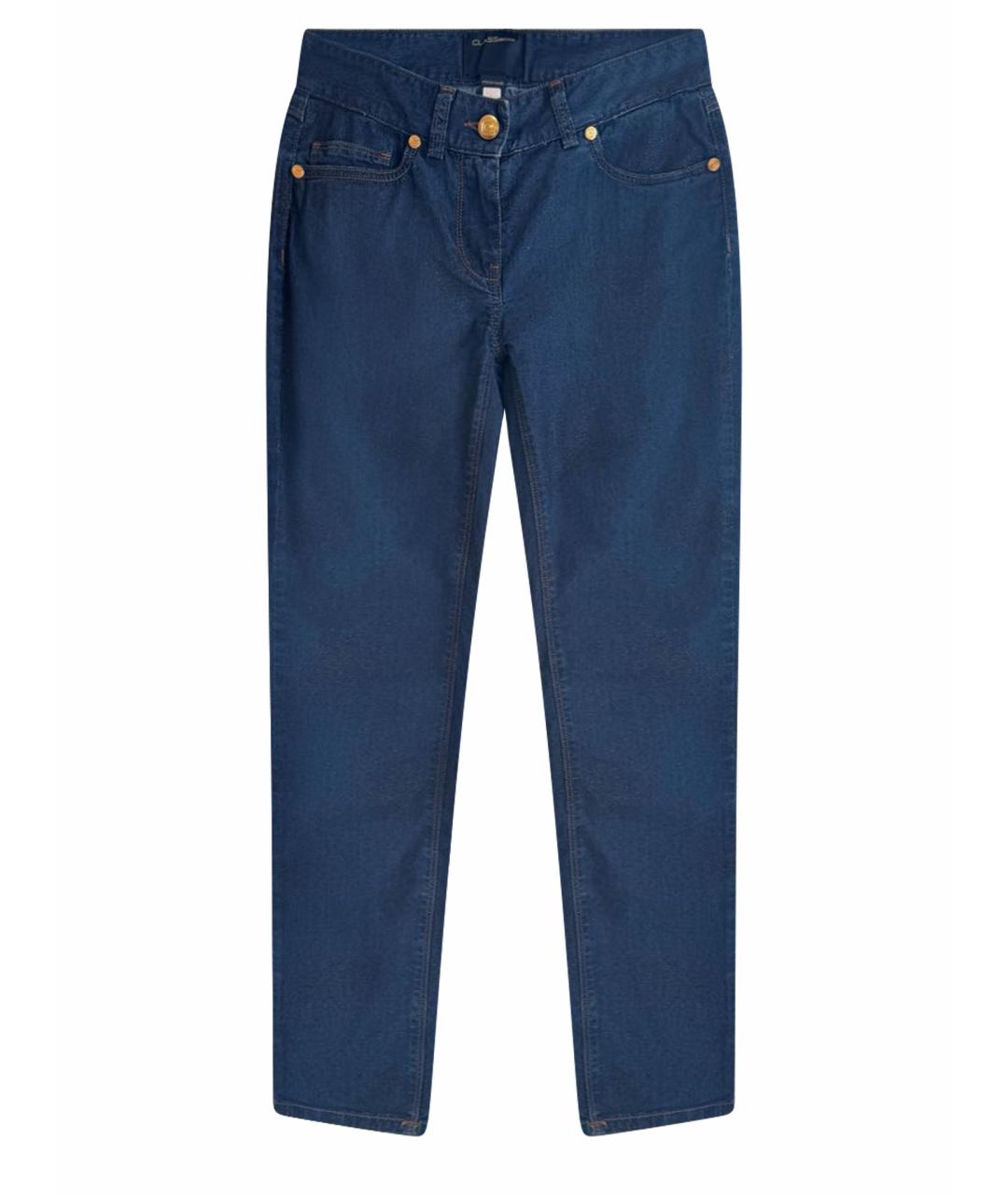 CAVALLI CLASS Темно-синие хлопко-полиэстеровые джинсы слим, фото 1