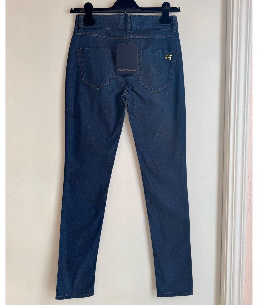 CAVALLI CLASS Темно-синие хлопко-полиэстеровые джинсы слим, фото 7