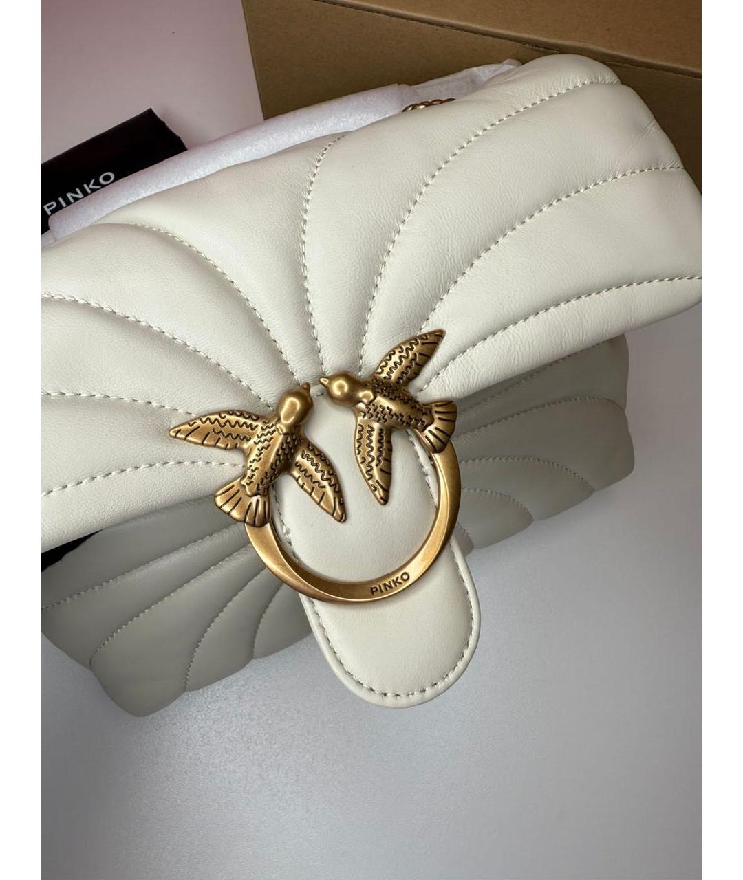 PINKO Белая кожаная сумка через плечо, фото 5