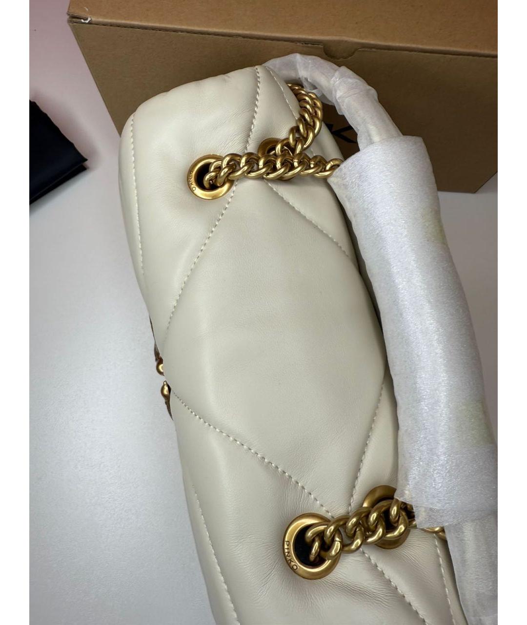 PINKO Белая кожаная сумка через плечо, фото 4