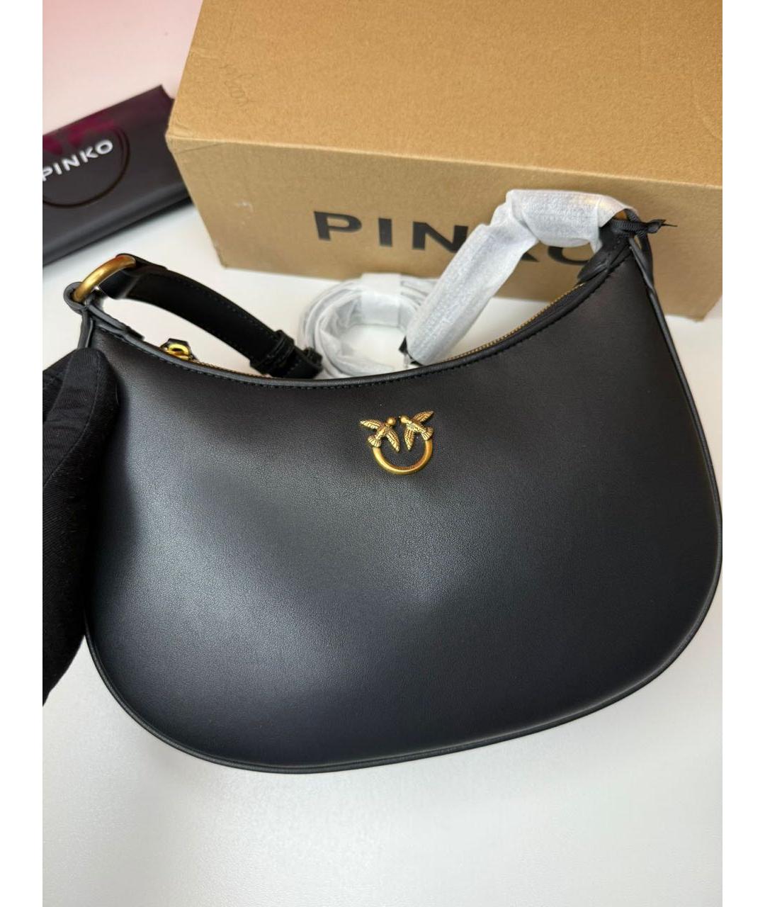 PINKO Черная кожаная сумка через плечо, фото 5