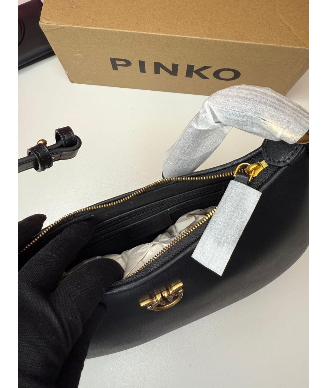 PINKO Черная кожаная сумка через плечо, фото 3