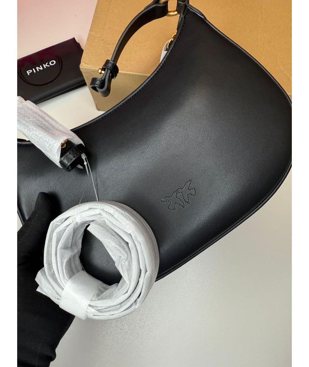 PINKO Черная кожаная сумка через плечо, фото 4