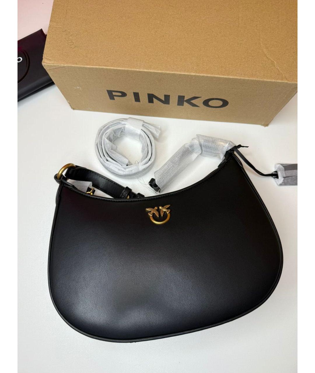 PINKO Черная кожаная сумка через плечо, фото 2