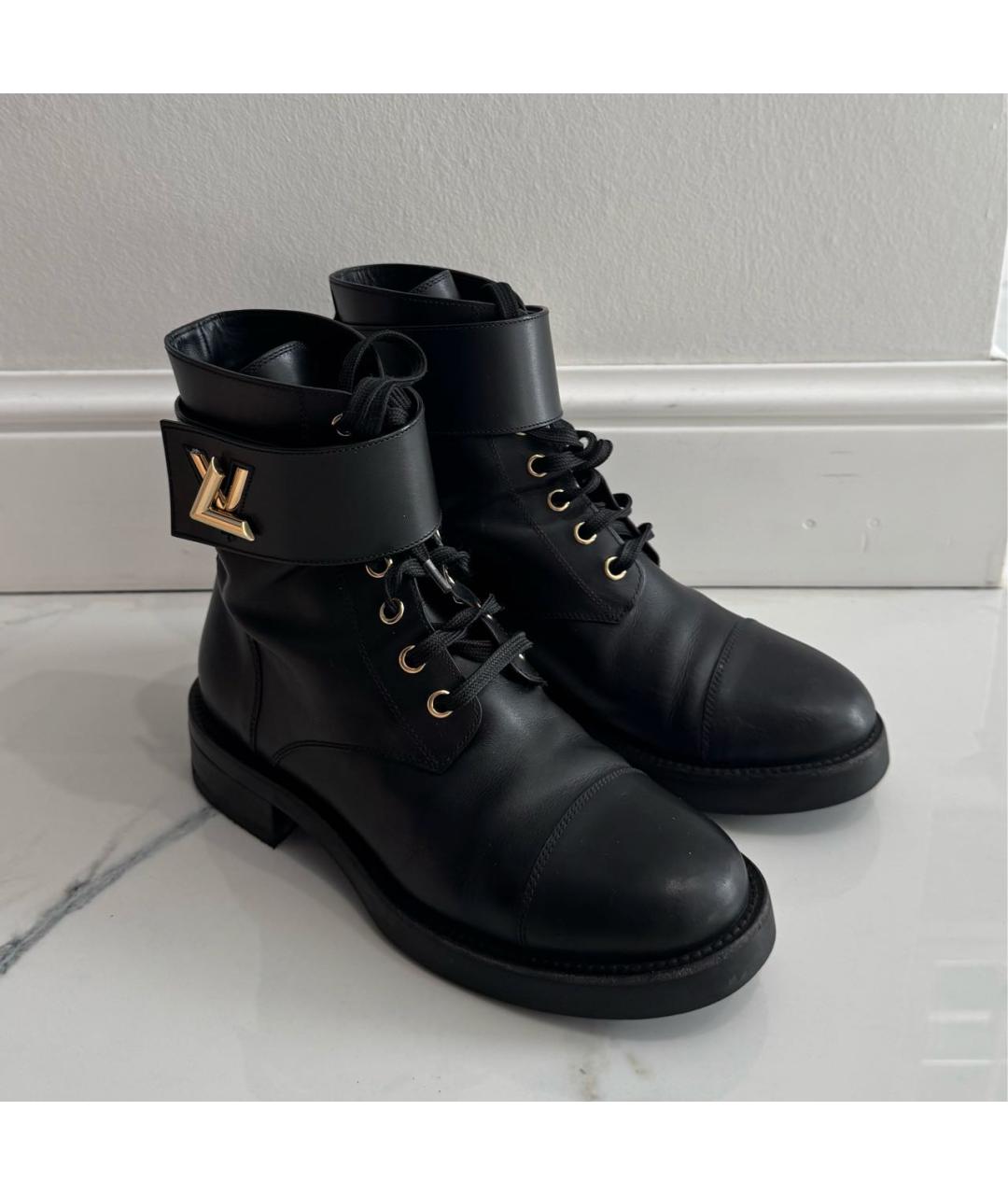 LOUIS VUITTON Черные кожаные ботинки, фото 2