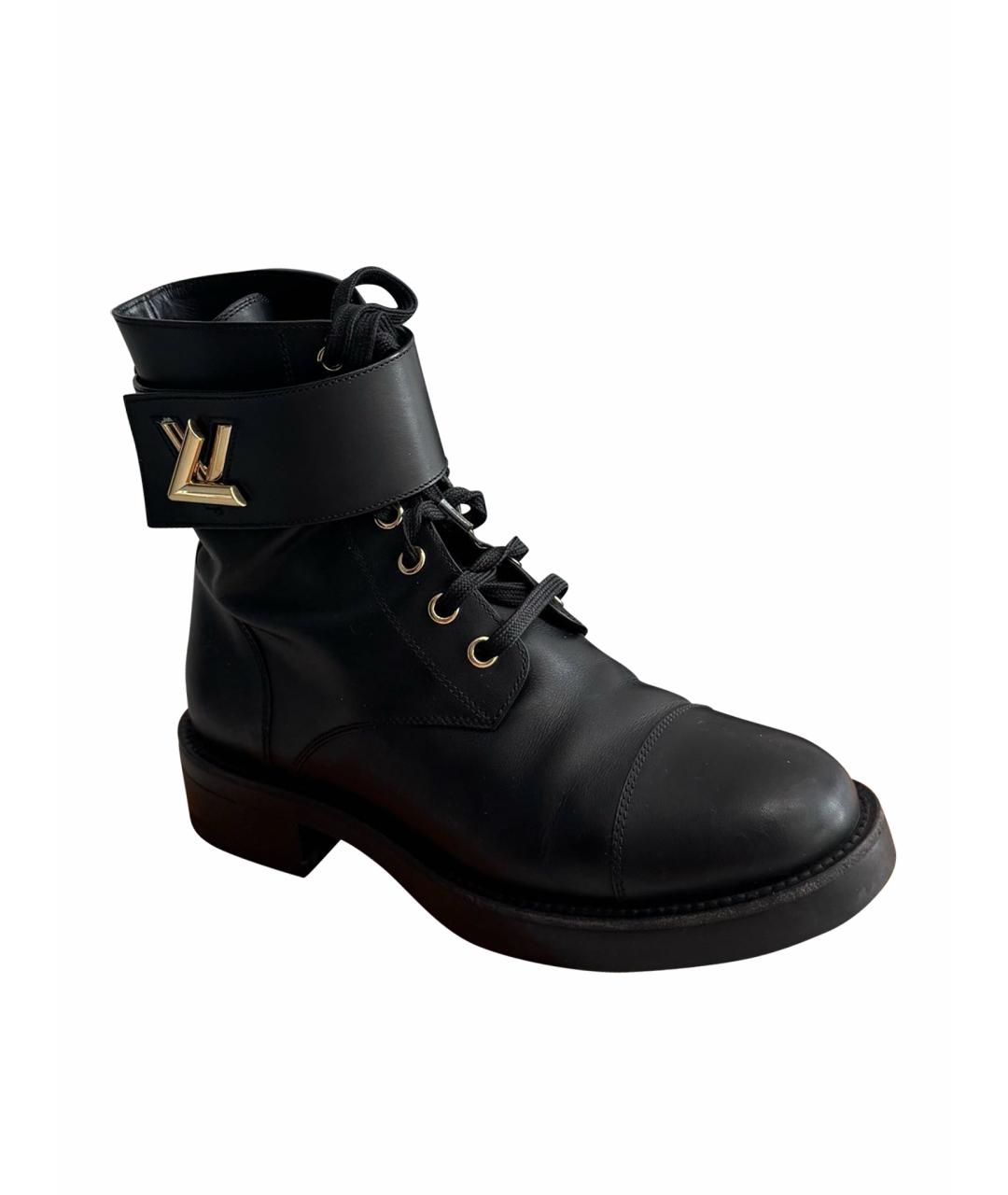 LOUIS VUITTON Черные кожаные ботинки, фото 1