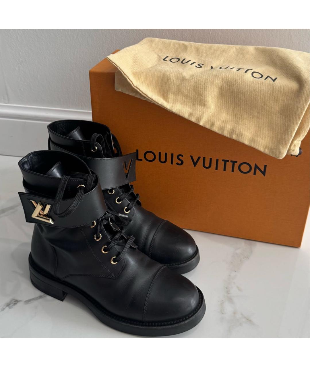 LOUIS VUITTON Черные кожаные ботинки, фото 5