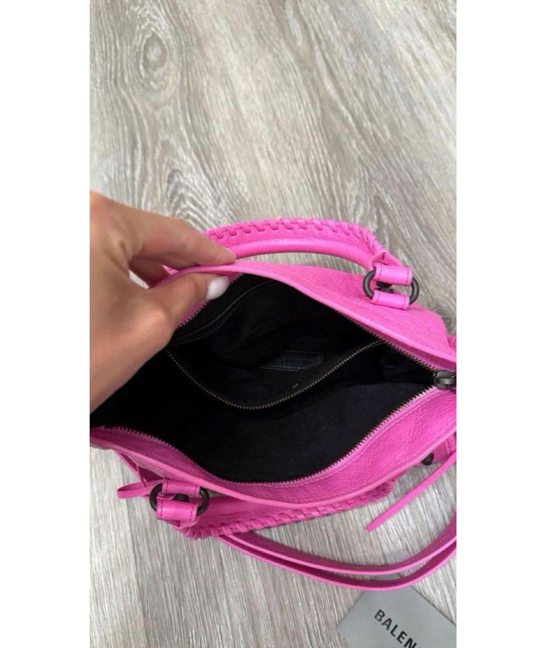BALENCIAGA Розовая кожаная сумка с короткими ручками, фото 3