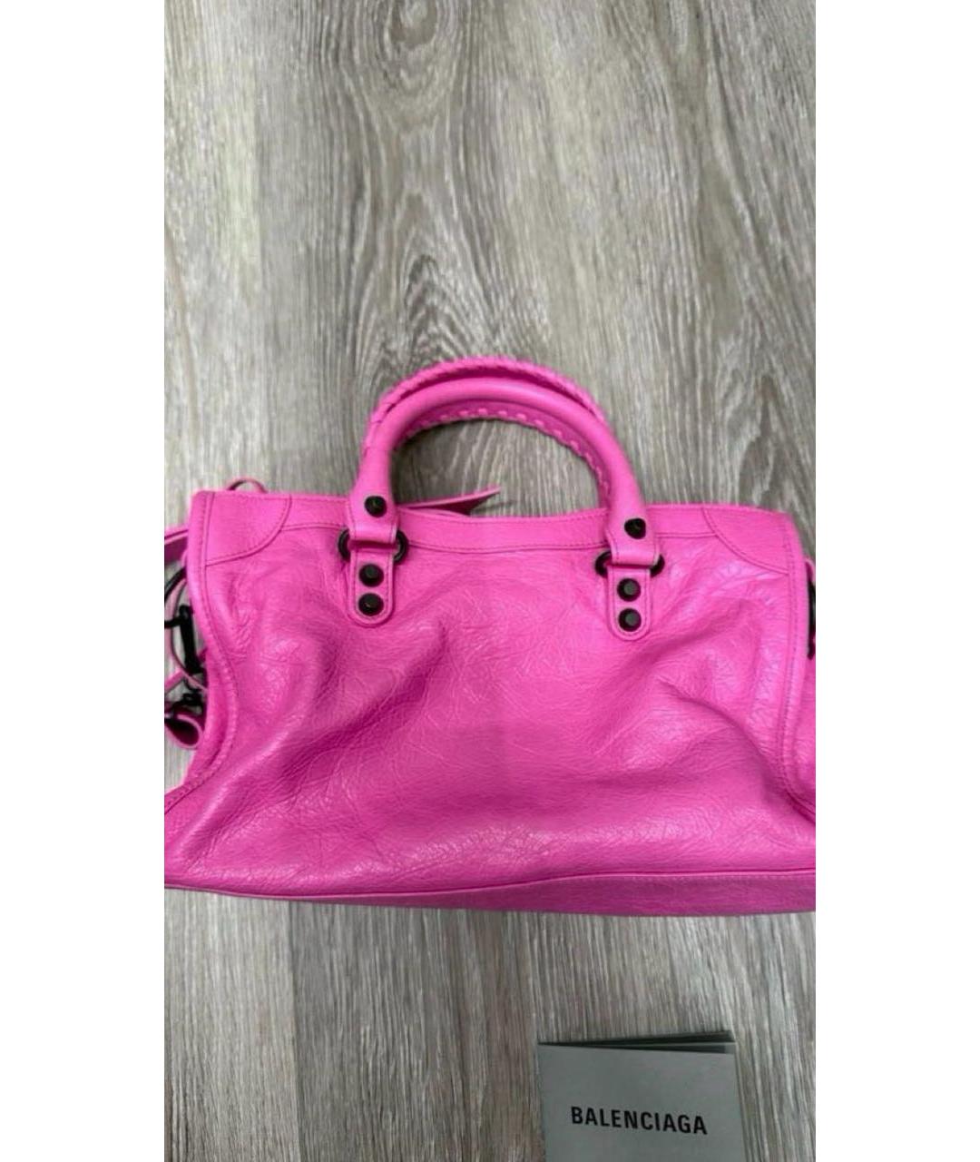 BALENCIAGA Розовая кожаная сумка с короткими ручками, фото 2