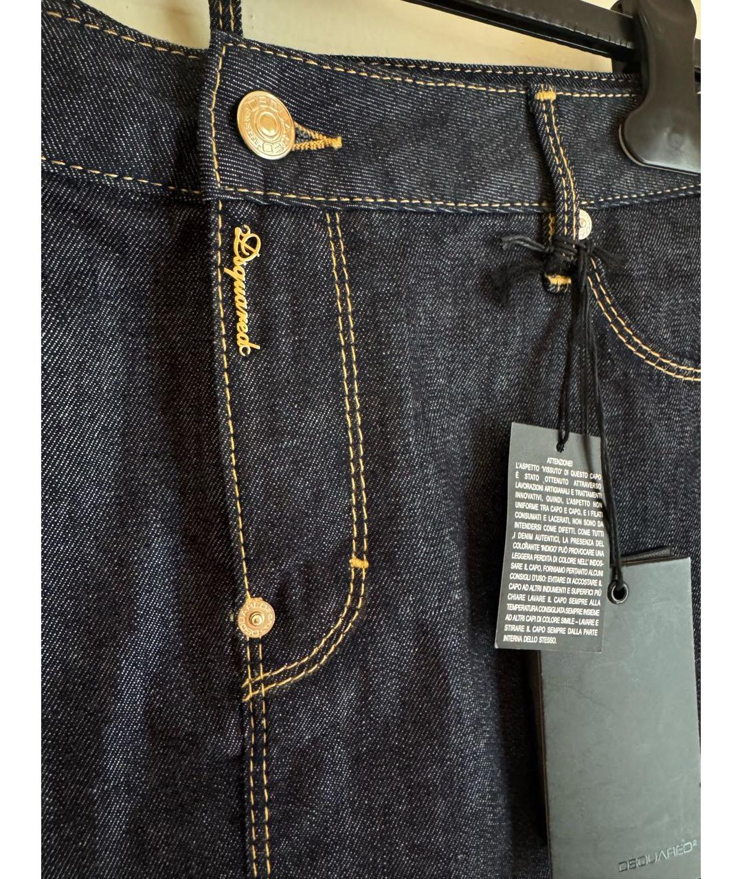 DSQUARED2 Темно-синяя хлопко-эластановая юбка мини, фото 7